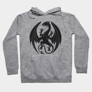 Silhouette heraldic dragon insignia Hoodie